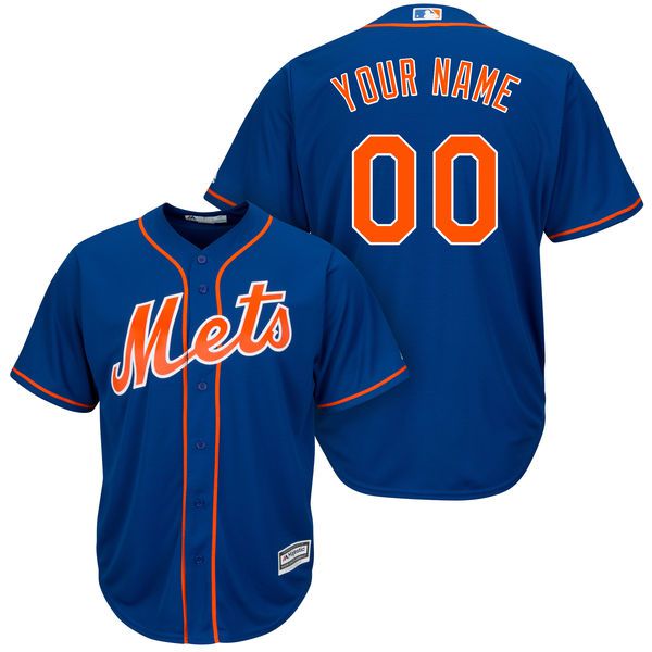 Men New York Mets Majestic Royal  Blue Cool Base Custom MLB Jersey